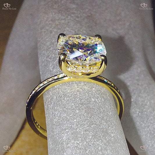 Cushion Cut Forever One Colorless Moissanite Engagement Ring  White Gold Forever For Love