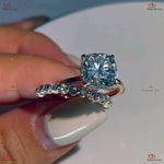 IGI Certified Cushion Cut Engagement Ring set - Diamond Engagement in Solid Gold Elongated Diamond Engagement Ring Modern Design Forever For Love