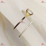 Cushion Cut Wedding Set in Yellow Gold Hybrid Crushed Ice Cushion Bridal Set Forever For Love