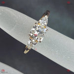 Diamond Engagement Ring  Cushion Cut with 2 Pear Shape Diamonds Forever For Love