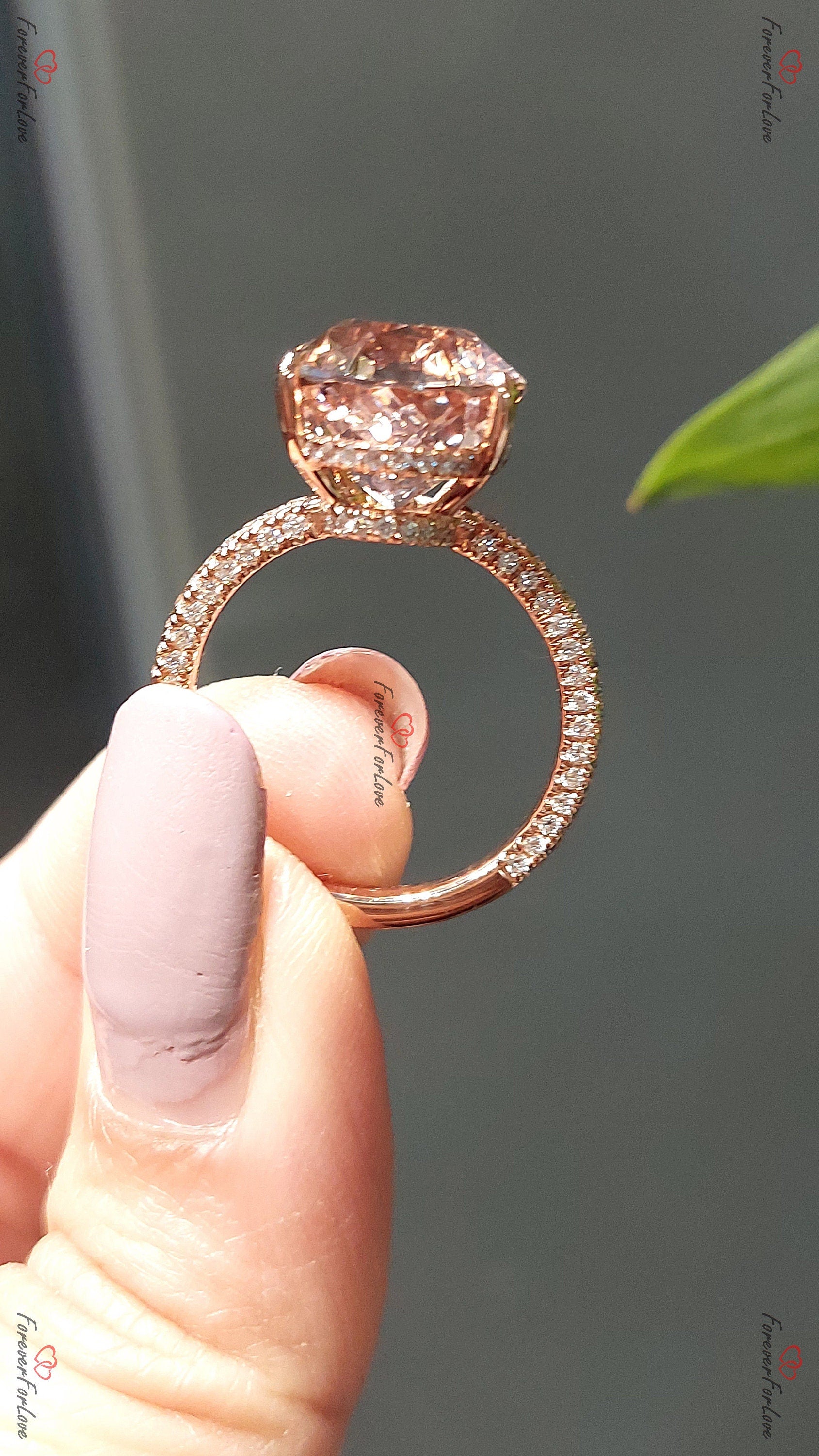 Oval Diamond, Morganite Halo Engagement Ring