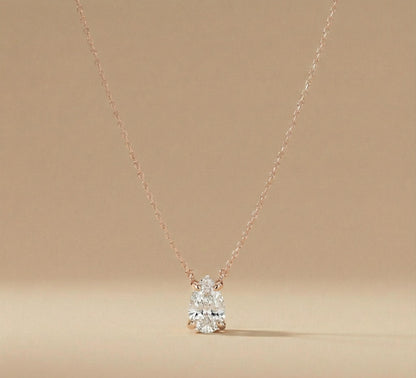 1ct Pear Shape Lab Diamond Necklace, Solitaire Diamond Necklace, Solid Gold Jewelry, Lab Grown Diamond, Classic Wedding Pendant,Gift for Her
