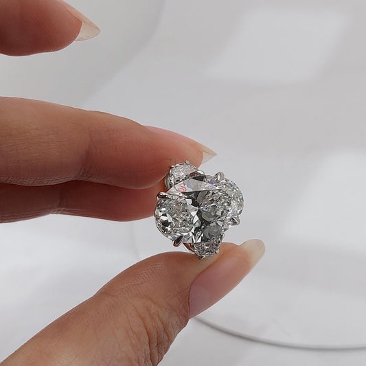 12 Ct Oval Diamond Three Stone Engagement Ring