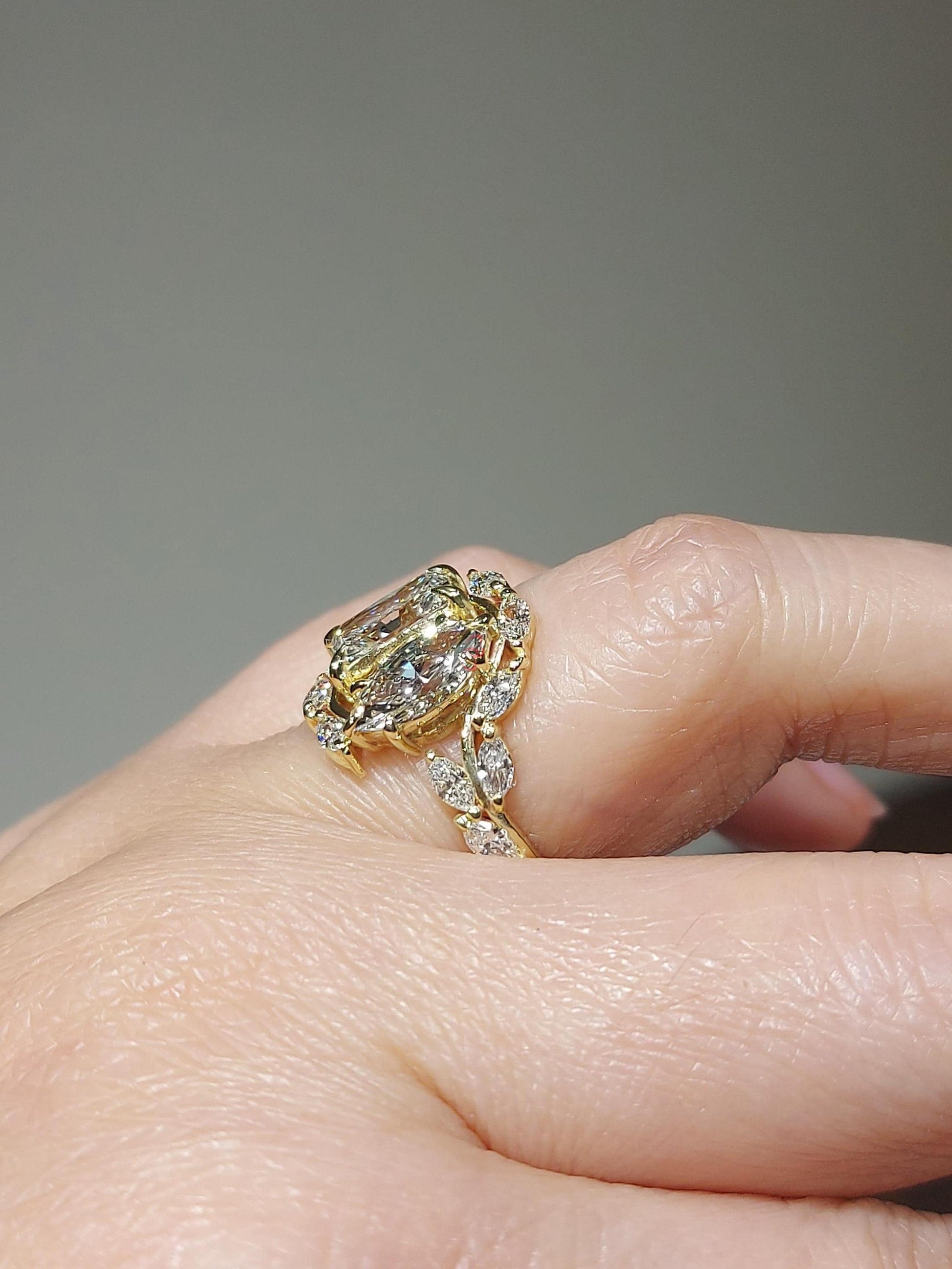 3 Ct Radiant Lab Diamond Engagement Ring