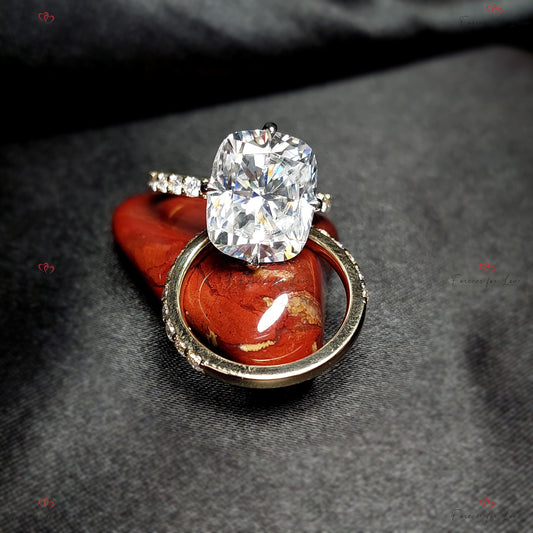 Cushion Moissanite Hidden Halo Engagement Ring