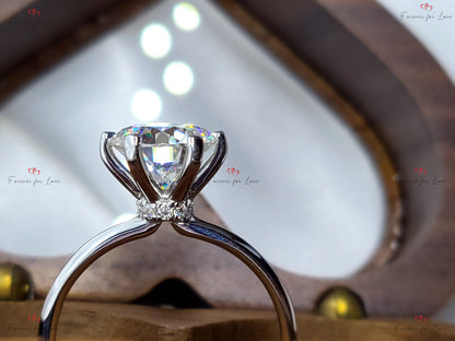 2 Ct Round Moissanite Solitaire Engagement Ring