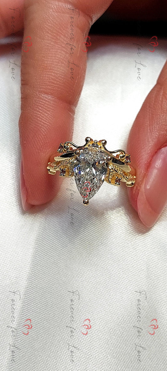 2 Ct Pear Lab Diamond Solitaire Engagement Ring