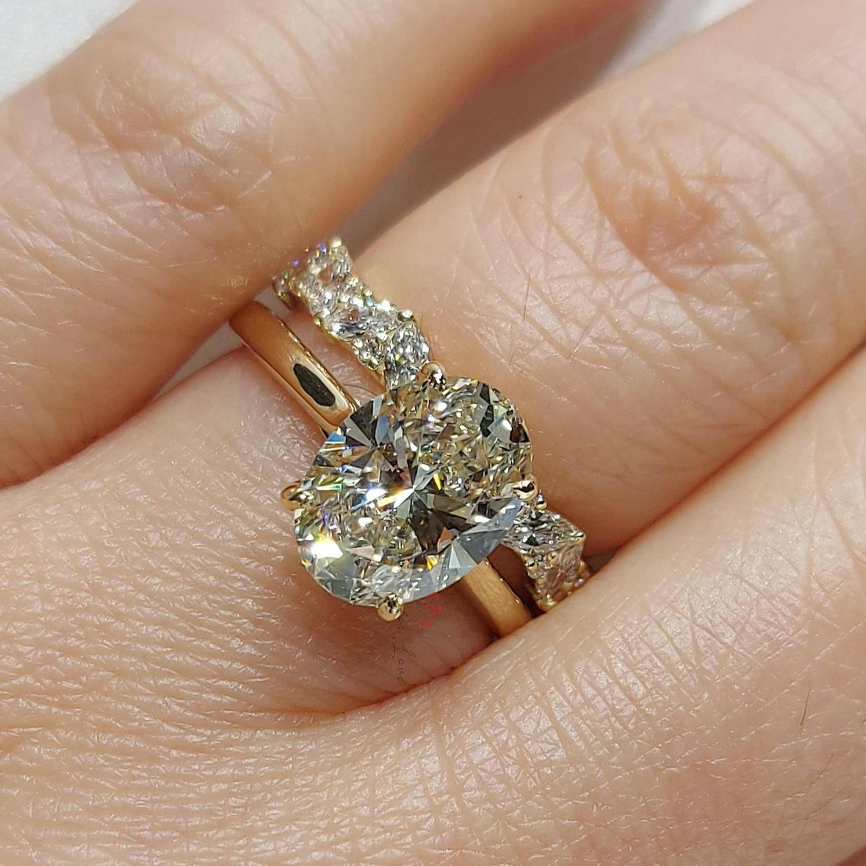 3 Ct Oval Lab Diamond Engagement Ring