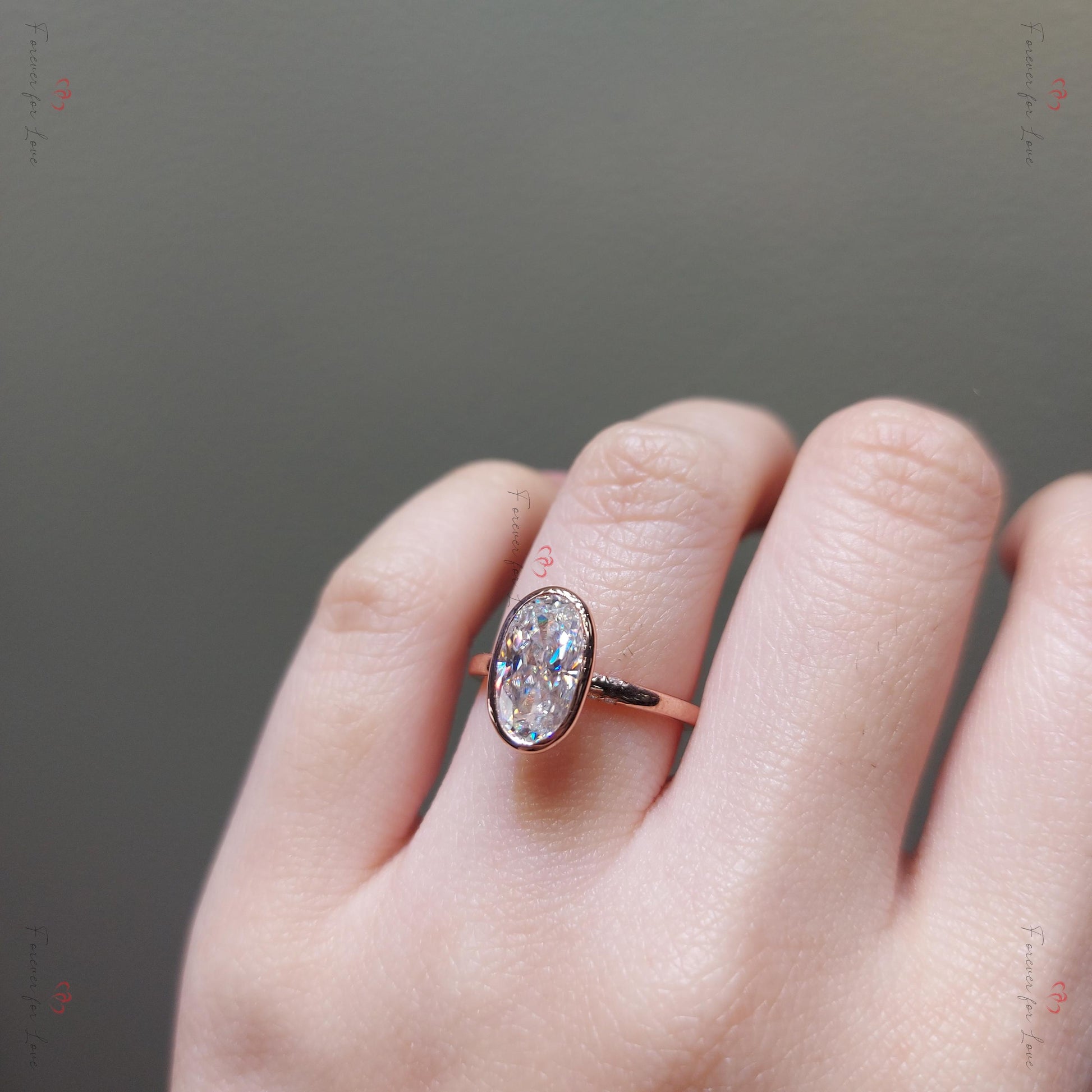 3 Ct Oval Diamond, Moissanite Solitaire Engagement Ring