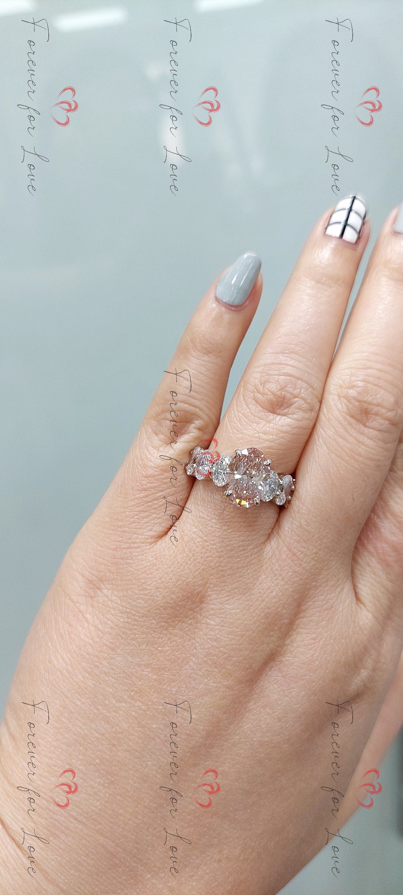 6 Ct IGI Certified Oval Lab Diamond Engagement Ring Oval cut 1Ct Moissanite Brilliant Cut engagement ring in 935 Argentium Silver — custom handcrafted by Forever For Love