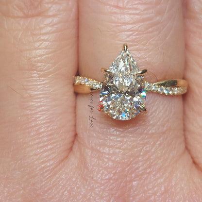 2.5 Ct Pear Lab Diamond Solitaire Engagement Ring
