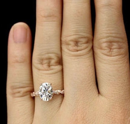 1 Ct Oval Moissanite Twisted Band Engagement Ring Oval cut 1Ct Moissanite Brilliant Cut engagement ring in 935 Argentium Silver — custom handcrafted by Forever For Love