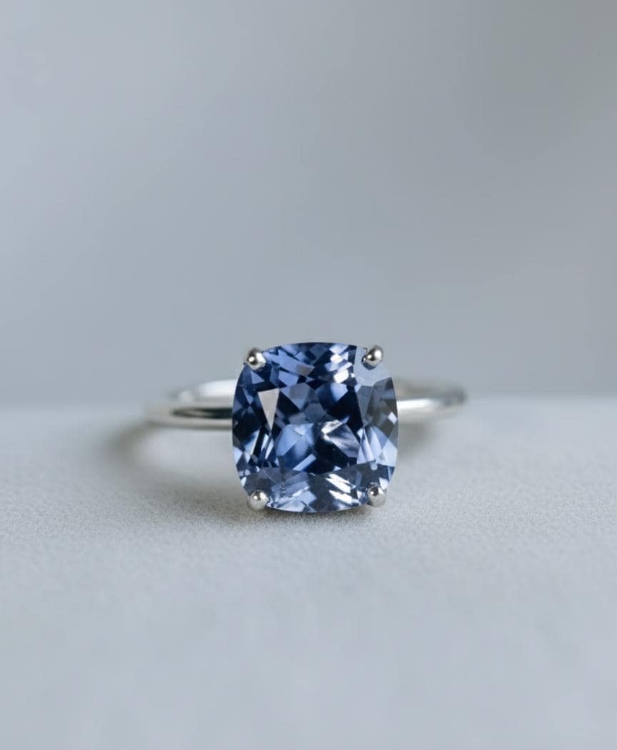 Cushion Blue Sapphire Ring