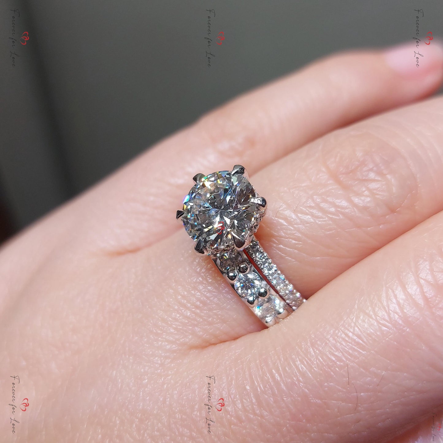 2.5 Ct Round Lab Diamond Wedding Band Round cut Moissanite Brilliant Cut engagement ring in 935 Argentium Silver — custom handcrafted by Forever For Love