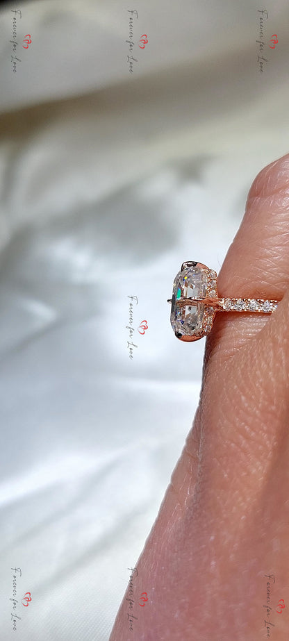 1.5 Ct Emerald Diamond, Moissanite, Emerald Solitaire Engagement Ring