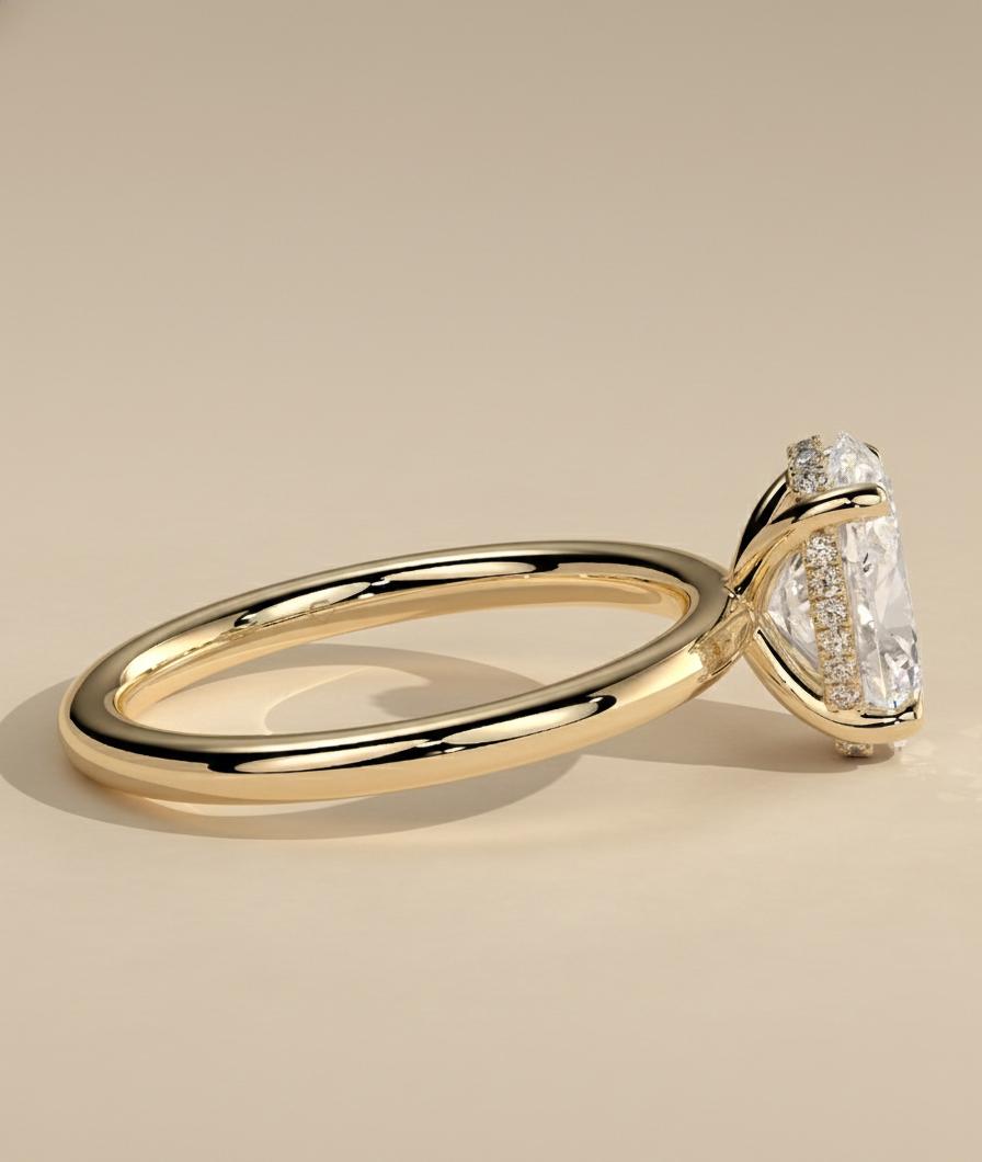 2.8 Ct Oval Moissanite Hidden Halo Engagement Ring