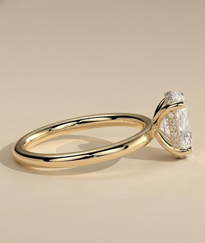 2.8 Ct Oval Moissanite Hidden Halo Engagement Ring