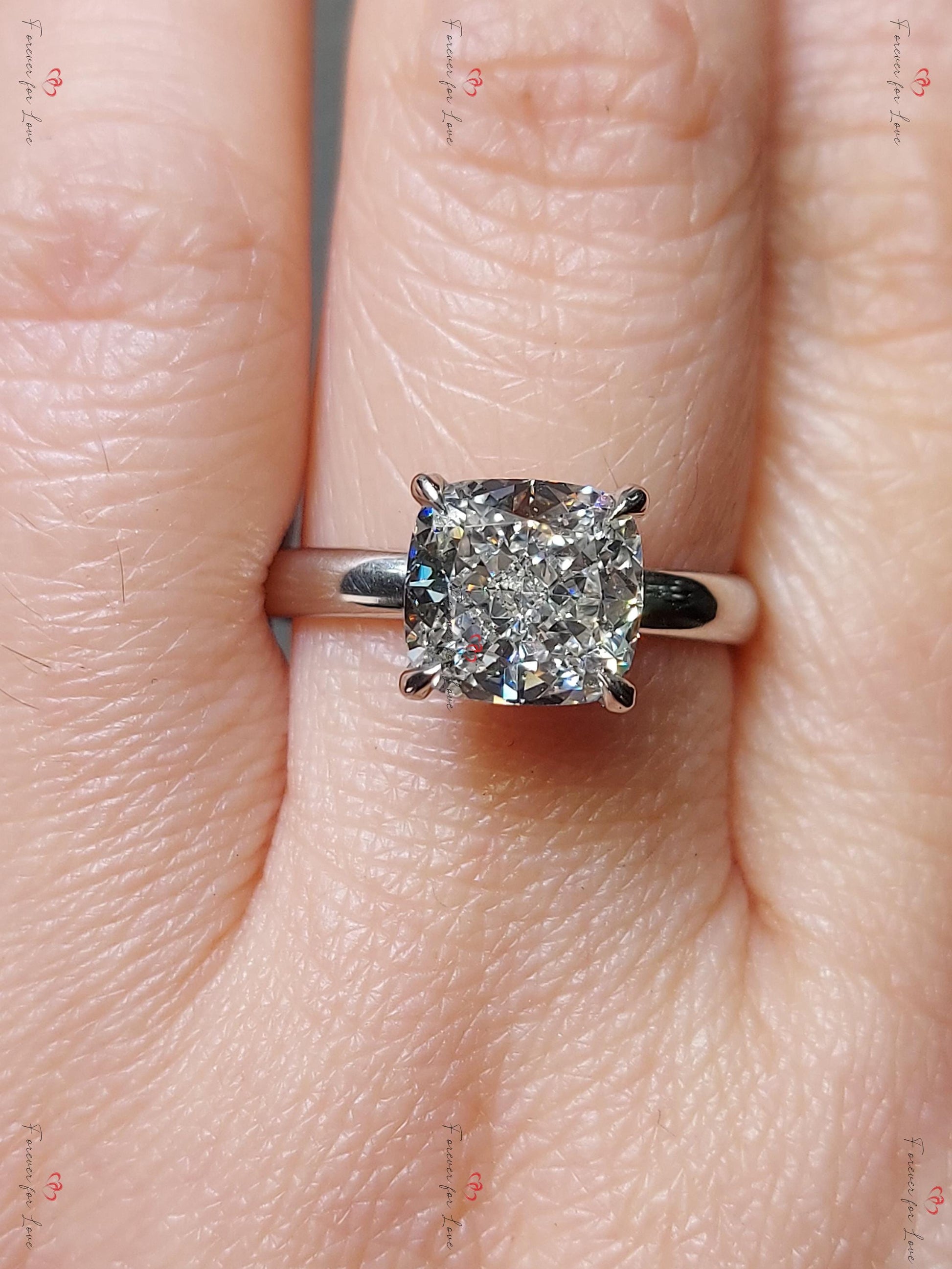 3 Ct IGI Certified Cushion Lab Diamond Engagement Ring