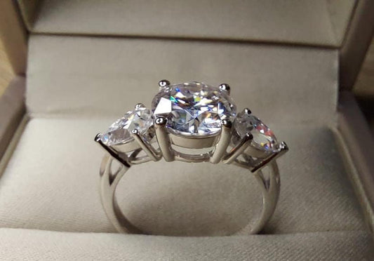 1.50 Ct Pear Natural Diamond Three Stone Engagement Ring