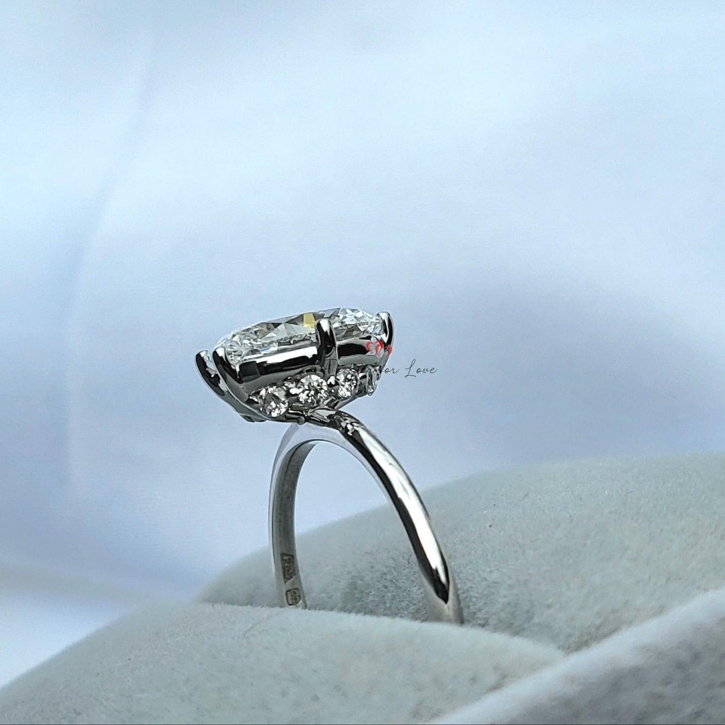 1.3 Ct Oval Diamond Solitaire Engagement Ring Oval cut 1Ct Moissanite Brilliant Cut engagement ring in 935 Argentium Silver — custom handcrafted by Forever For Love