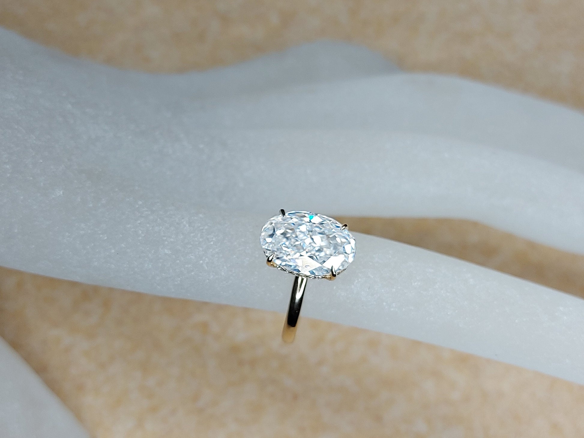3 Ct Oval Diamond, Moissanite Halo Engagement Ring