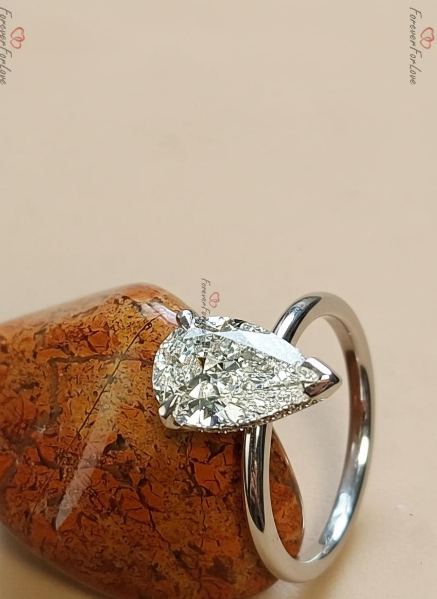 2 Ct Pear Lab Diamond Solitaire Engagement Ring