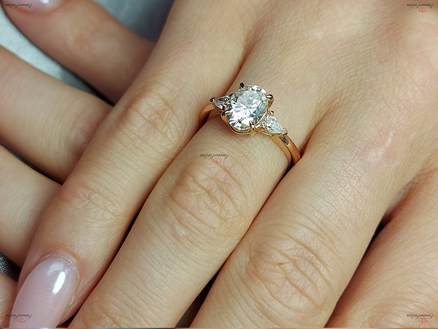 Oval Diamond, Moissanite Engagement Ring Oval cut 1Ct Moissanite Brilliant Cut engagement ring in 935 Argentium Silver — custom handcrafted by Forever For Love
