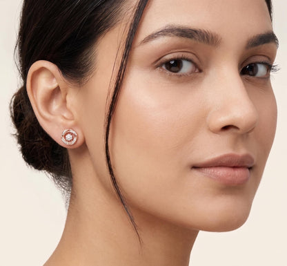 14k Gold Ohrstecker mit runden Diamanten, Labordiamant-Ohrstecker, im Labor gezüchtete Diamanten, Ohrstecker aus massivem Roségold, perfektes Geschenk