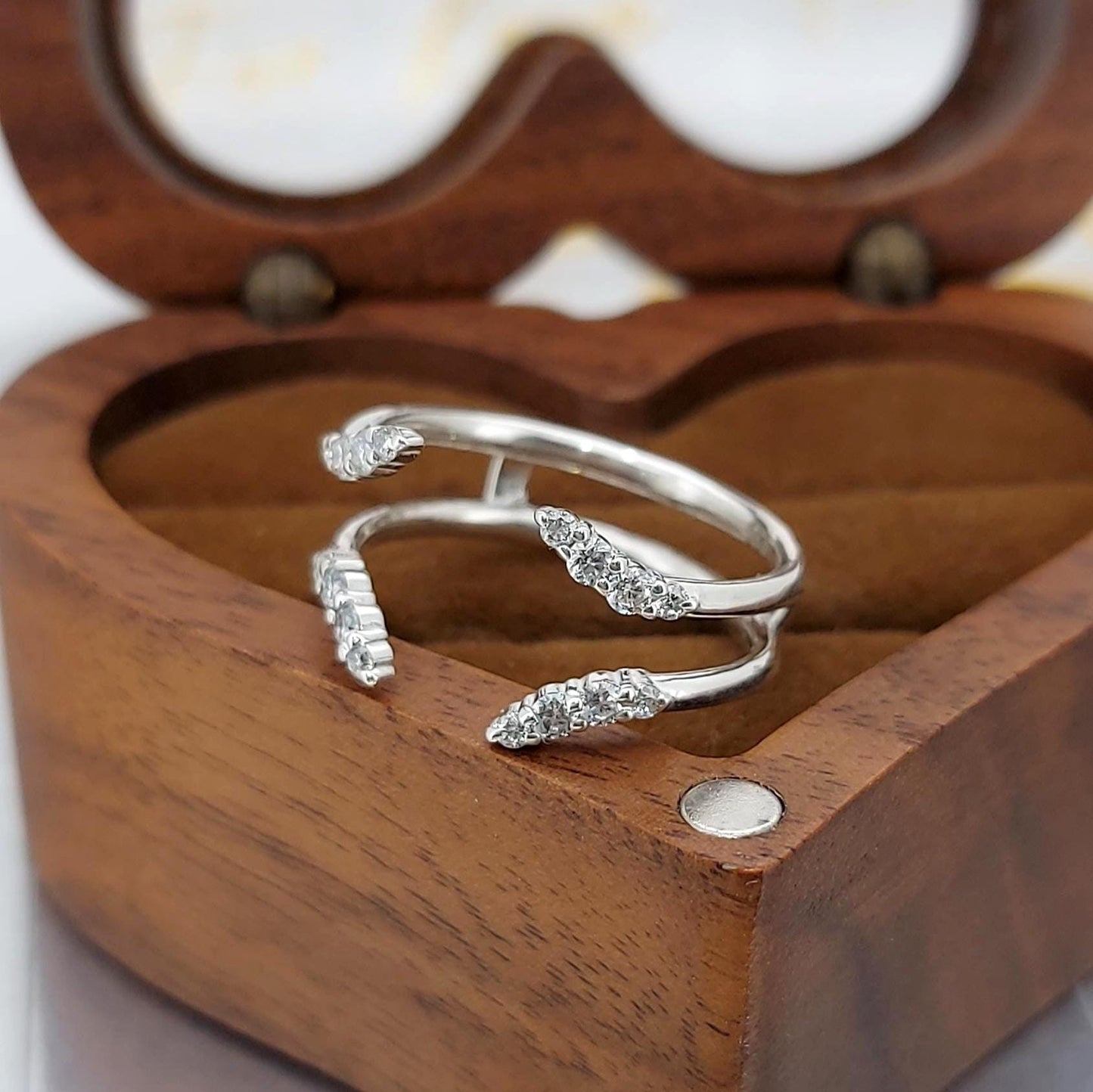 Round Lab Diamond Open Gap Guard Band Round cut 1Ct Moissanite Brilliant Cut engagement ring in 935 Argentium Silver — custom handcrafted by Forever For Love