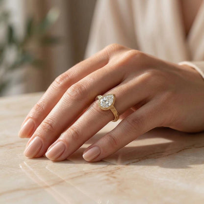 2 Ct IGI Certified Pear Lab Diamond Band