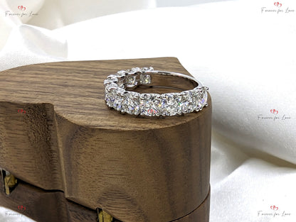 4 MM Round Lab Created Diamond Wedding Band for Women, Half eternity Diamond Band, EF/VS Lab Grown Diamonds, Stackable Band Anniversary Gift