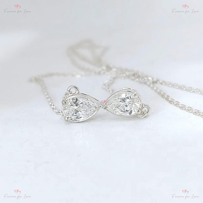 Forever-Anhänger, unendliche Liebe, Birnen-Diamant-Halskette, 14 Karat Gelbgold, zierlicher, minimalistischer Birnen-Anhänger, echter Diamant, besonderes Geschenk für sie.