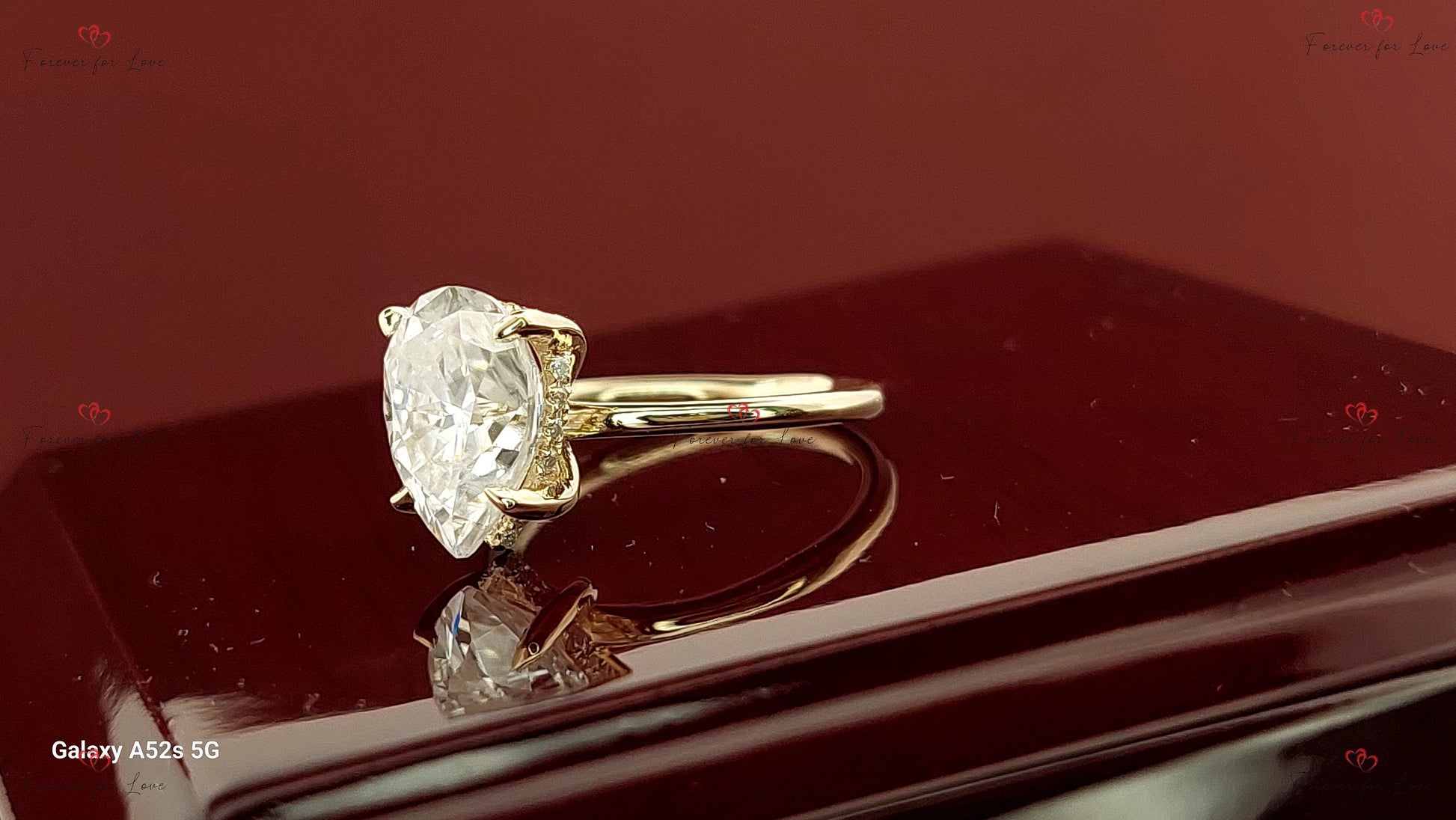 2 Ct Pear Diamond, Moissanite Hidden Halo Engagement Ring