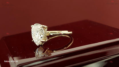 2 Ct Pear Diamond, Moissanite Hidden Halo Engagement Ring