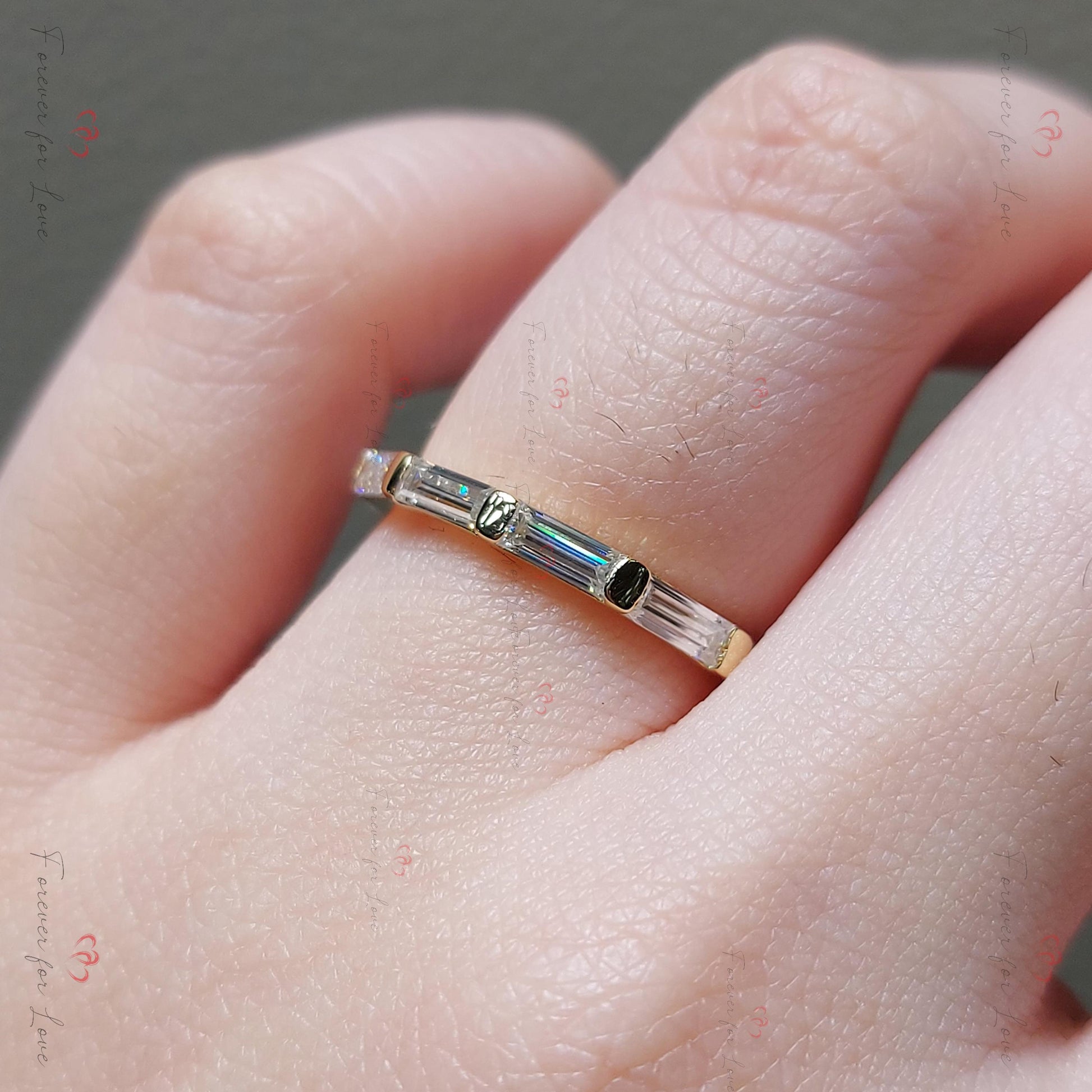 Baguette Lab Diamond Half Eternity Band