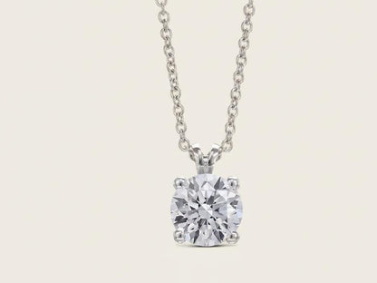 IGI Certified 2 Carat E/VVS2 Round Brilliant Ideal Cut Diamond Solitaire Pendant with 18 inch Chain. 14k White Gold, Lab Grown Diamond