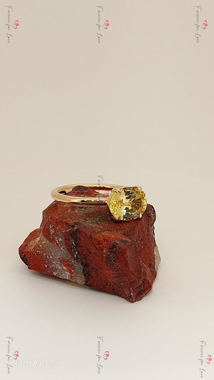 2 Ct Oval Yellow Sapphire Engagement Ring