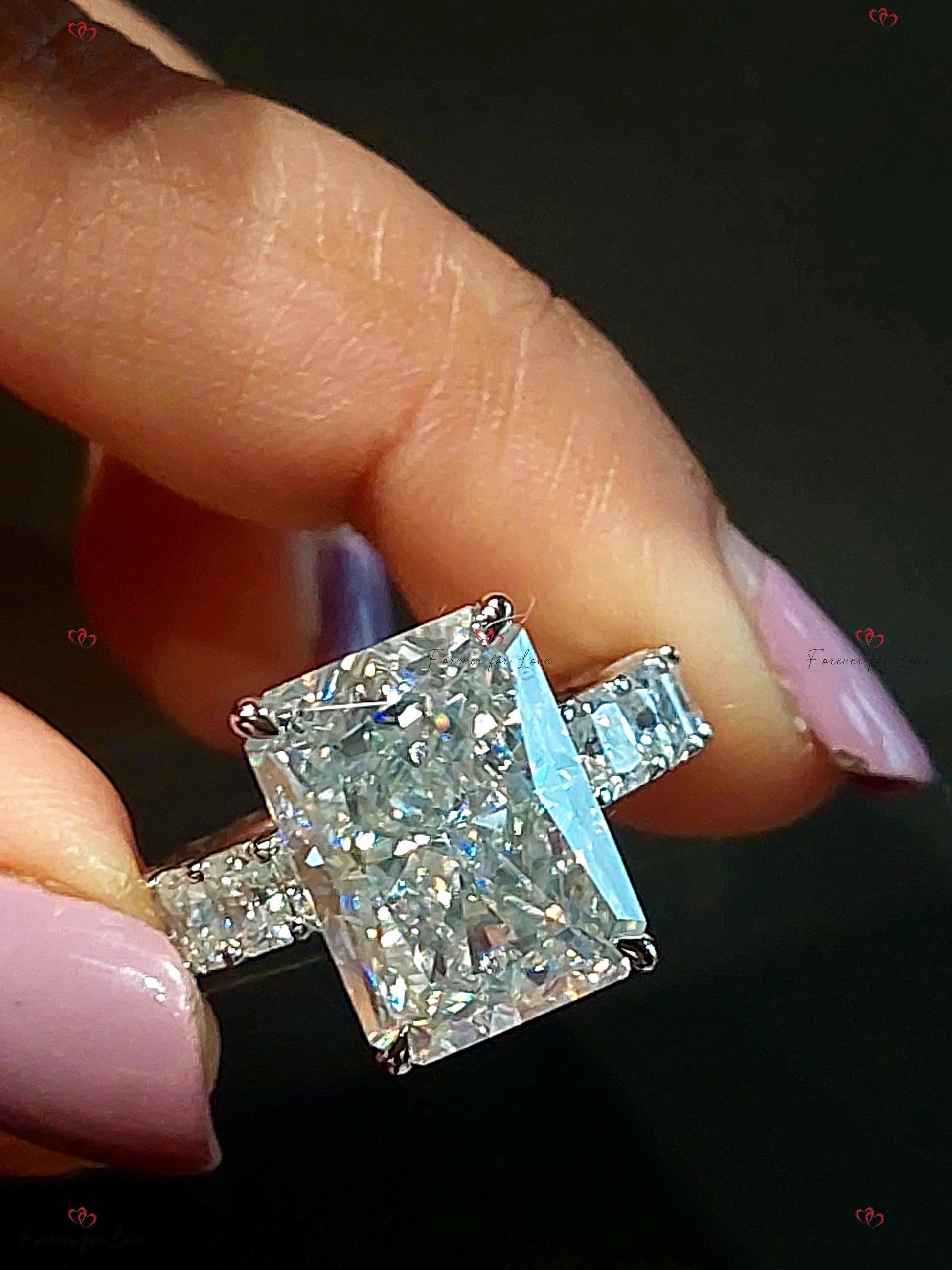 10 Ct Radiant Moissanite Solitaire Engagement Ring