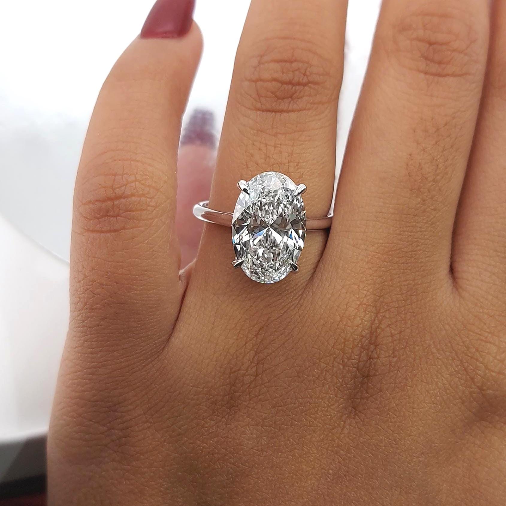 5 Ct IGI Certified Oval Lab Diamond Engagement Ring