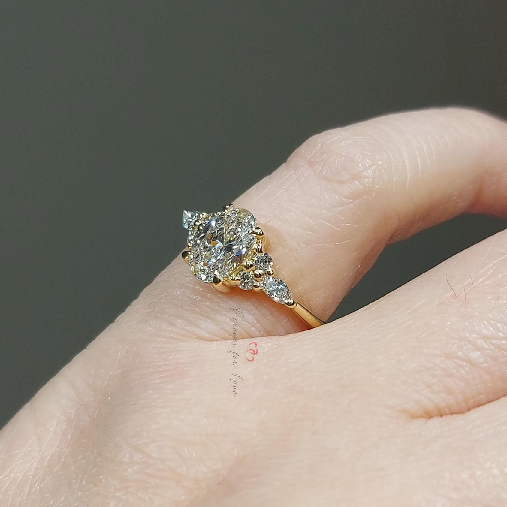 1.5 Ct IGI Certified Oval Lab Diamond Three Stone Engagement Ring