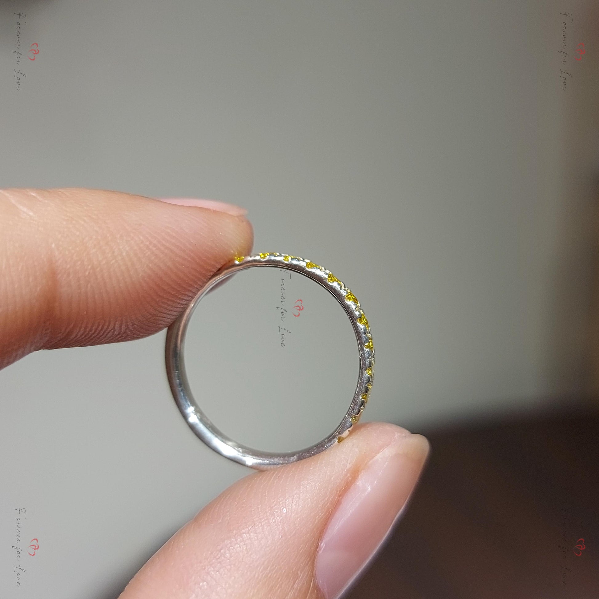 Round Yellow Diamond Half Eternity Band