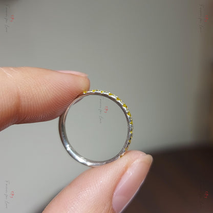 Round Yellow Diamond Half Eternity Band