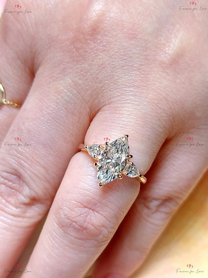 2 Ct IGI Certified Marquise Lab Diamond Engagement Ring