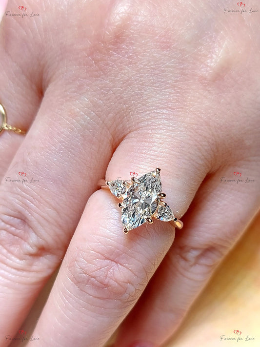 2 Ct IGI Certified Marquise Lab Diamond Engagement Ring