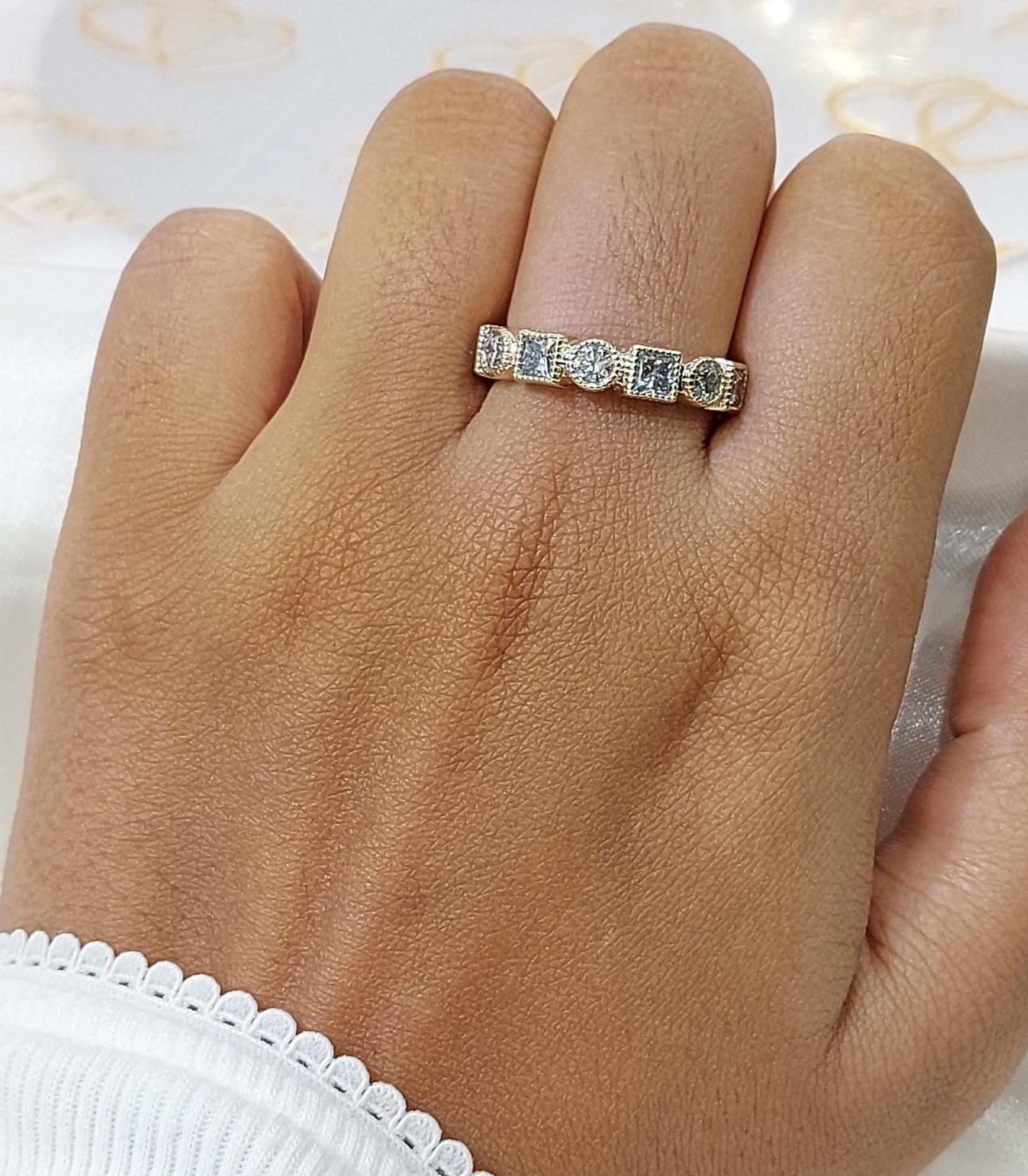 Round Lab Diamond Half Eternity Band
