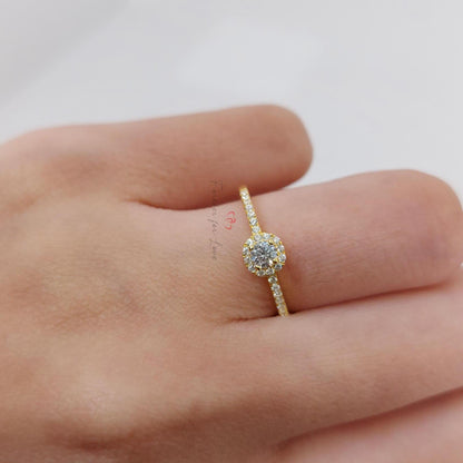 Round Natural Diamond Halo Engagement Ring