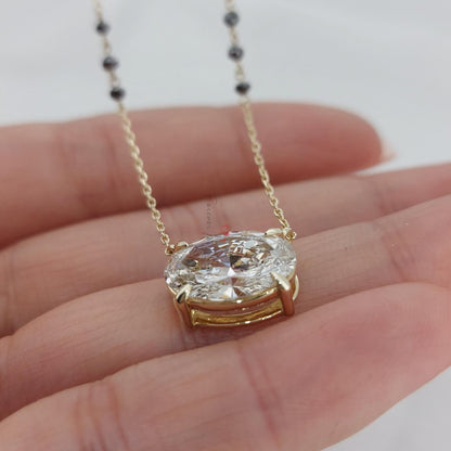 18 Karat Gelbgold Laborgezüchteter 4-Krappen-Diamant 3 Karat Schwarze Diamanten Mangalsutra Halskette IGI-zertifiziert