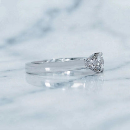 Round Lab Diamond Three Stone Engagement Ring
