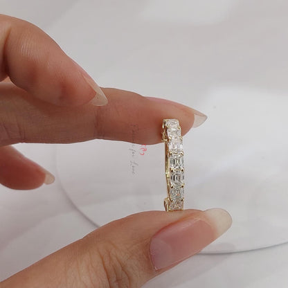 Emerald Lab Diamond Half Eternity Band