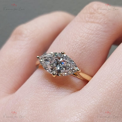 IGI Certified Marquise Lab Diamond Engagement Ring